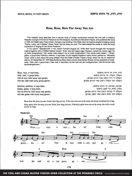 Royz, Royz, Vi Vayt Bistu Song Book Page
